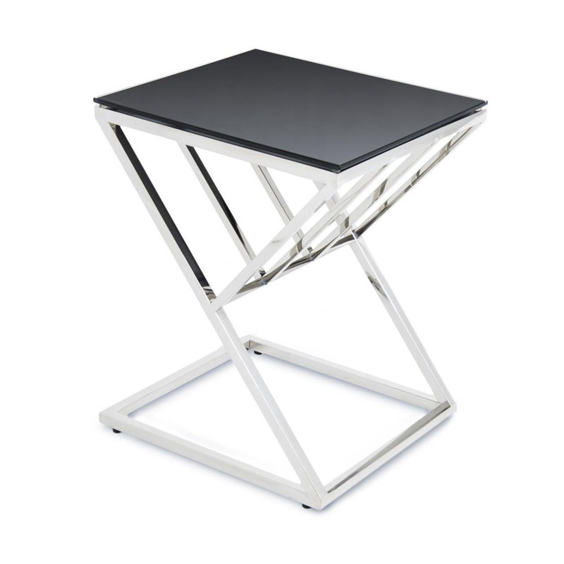 Peru Glass Top Cross Legs End Table