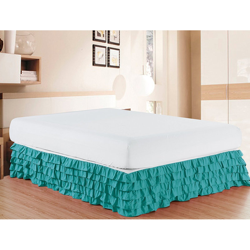 Ruffled Bed Skirt, Full, Turquoise