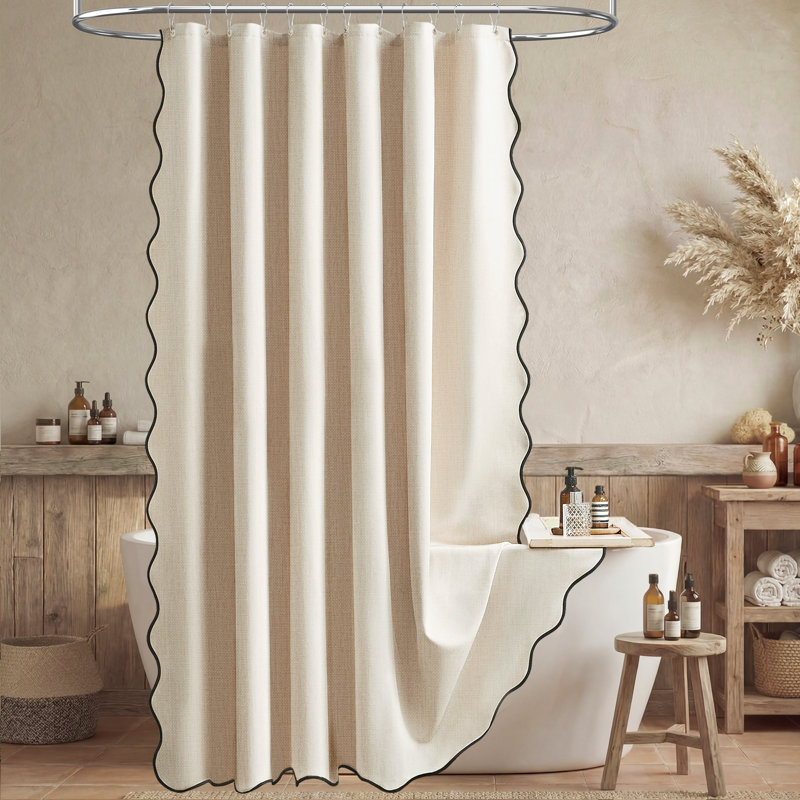 Rideaux de douche Boho Linen, H 72 po x l 72 po, Crème