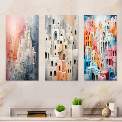 Minimalism Fortresses - Castles Metal Wall Decor Set Of 3