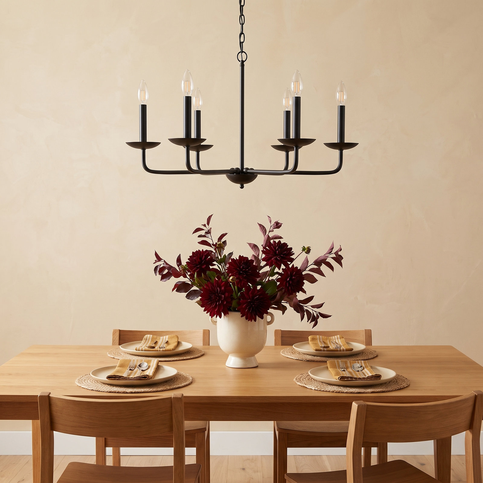 Baltray 6-Light Chandelier, Black, 18.5" H x 30" W x 30" D