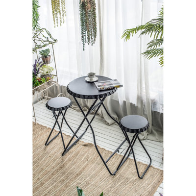 Table d'appoint industrielle noire et deux, 57,5 x 23,6 x 39,8 po, choix de décoration intérieure avec deux options de sièges,