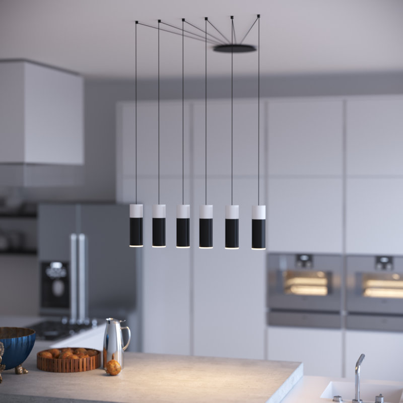 Collen 6 - Light LED Cluster Pendant, White/Black
