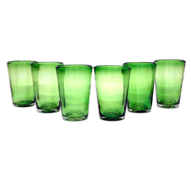 15oz. Handmade Drinking Glass Set, Green