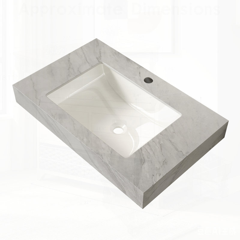 Durable Sintered Stone Top with Undermount Ceramic Basin, Scratch and Water Resistant, Suitable for Various Bathroom Vanities