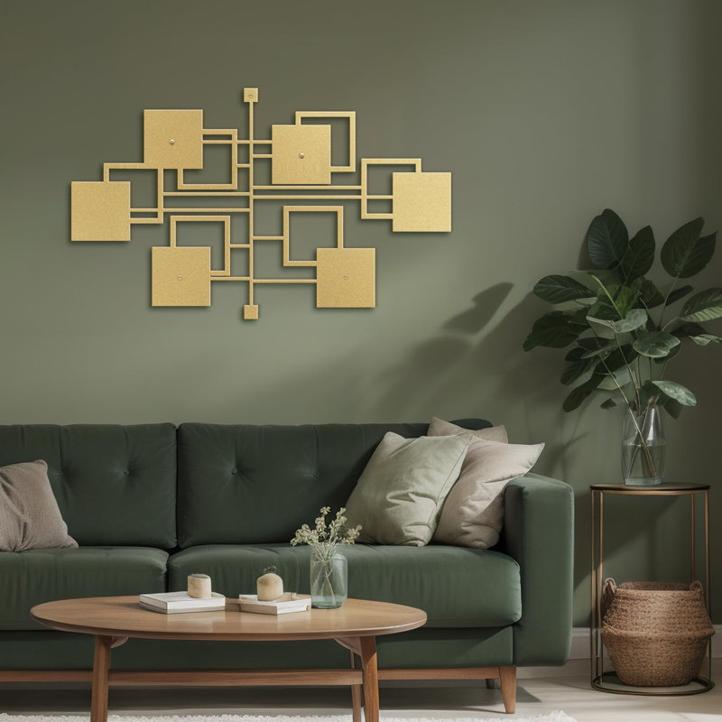 Décoration murale en métal, H 15 po x l 30 po x P 0,05 po, Or