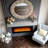 Hand Carved Fireplace Mantel 48" Rustic Solid Fir Wood Wall-Mounted Decor For Living Room, Kitchen, Entryway – Invisible Heavy Duty Bracket, Farmhouse Style Gray Mantel Shelf