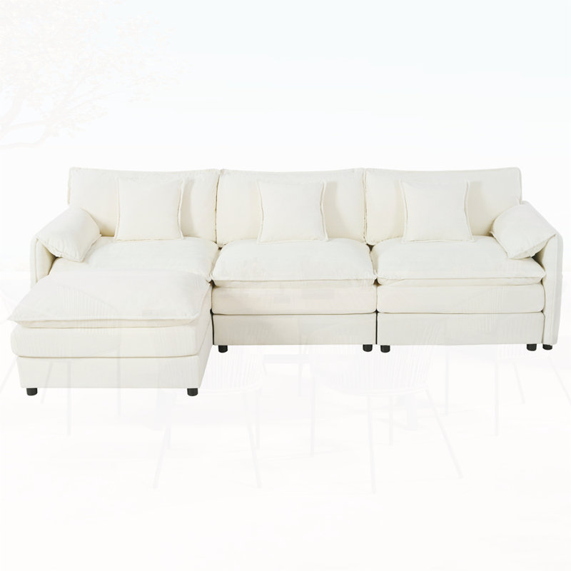 Upholstered 109.45 " Chenille Sectional, Beige