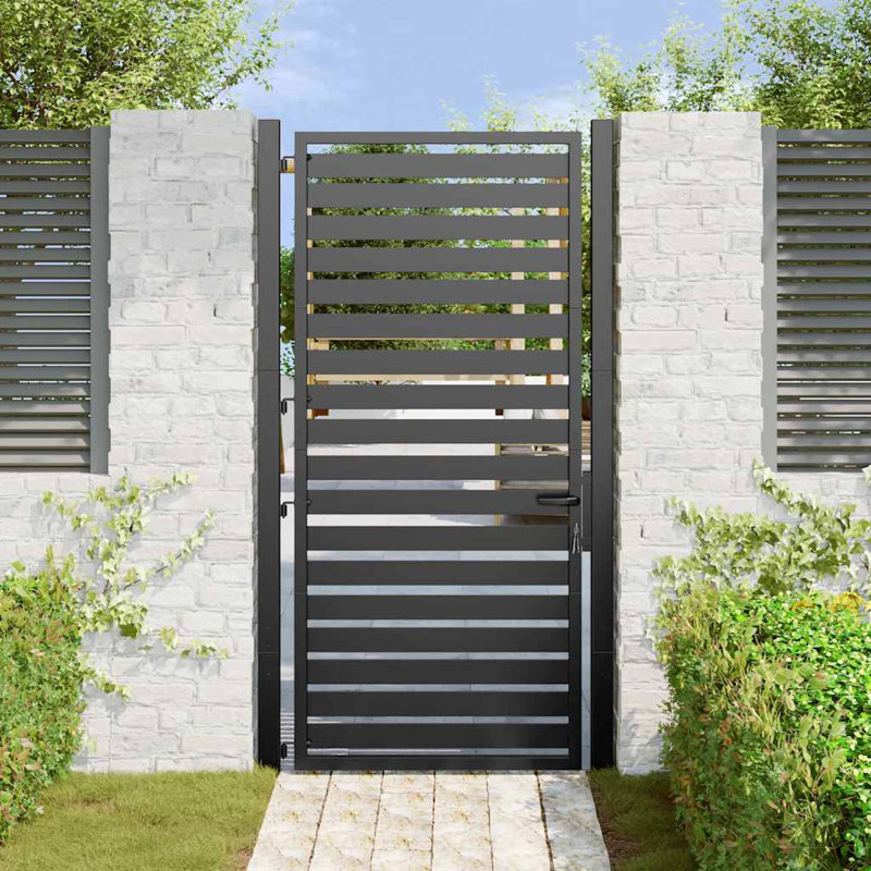 Barrière de patio verrouillable en aluminium noir Vidaxl, H 7,7 pi x l 3,34 pi