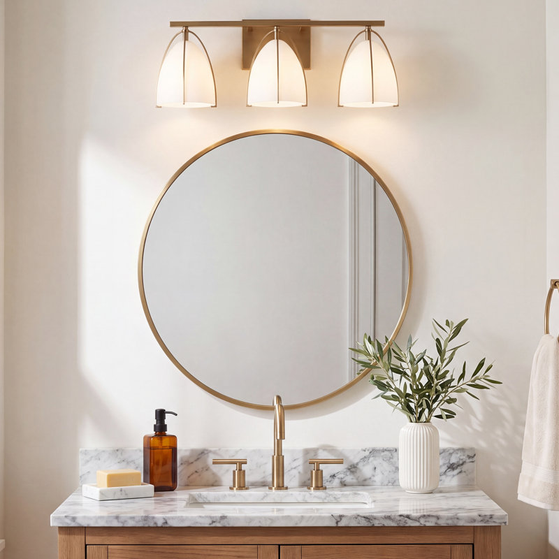 Pallini 3 - Light Dimmable Vanity Light, Satin Brass, No