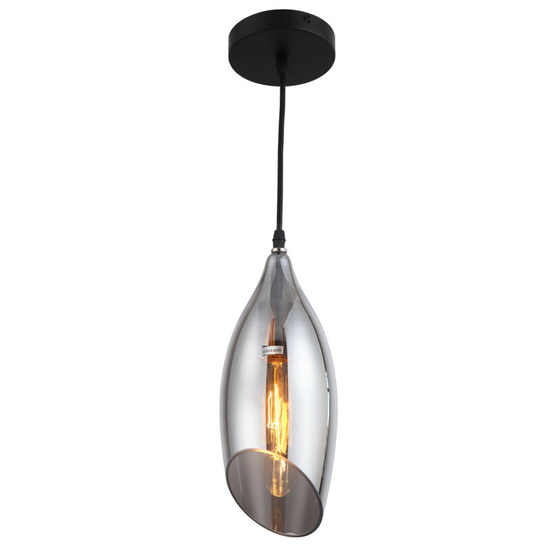 Luminaire suspendu géométrique 1 lumières simple Stoughton, Verre fumé