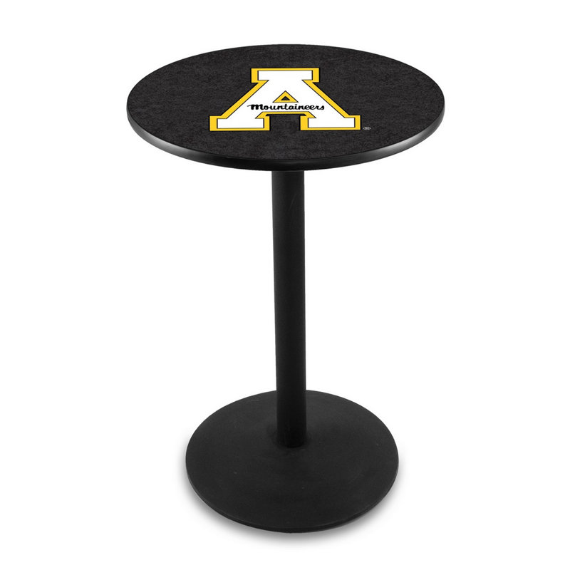 Round Metal Base Dining Table, Black Wrinkle, Appalachian State University
