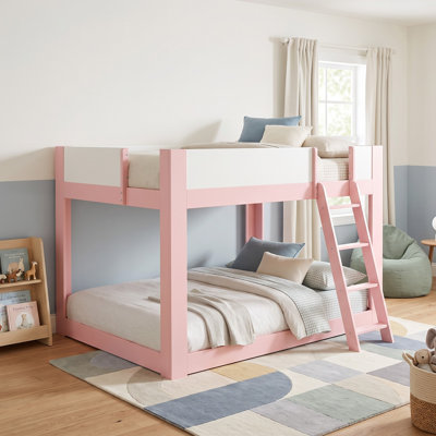 Kids' Bunk Bed with Reversible Ladder and Paneled Guardrails, Two-Tone Design, Modern, Kids' Bedroom