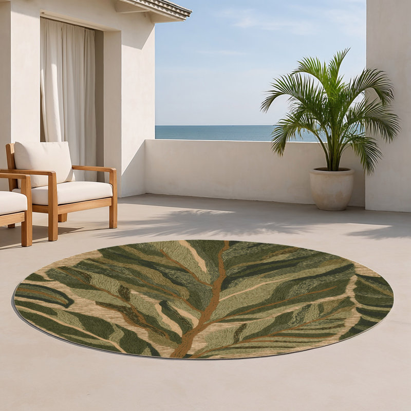 Tapis d'intérieur et d'extérieur brun Nature, Rond 5 pi
