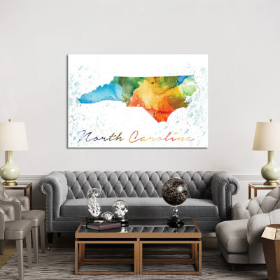 North Carolina State Colourful - Wrapped Canvas Painting