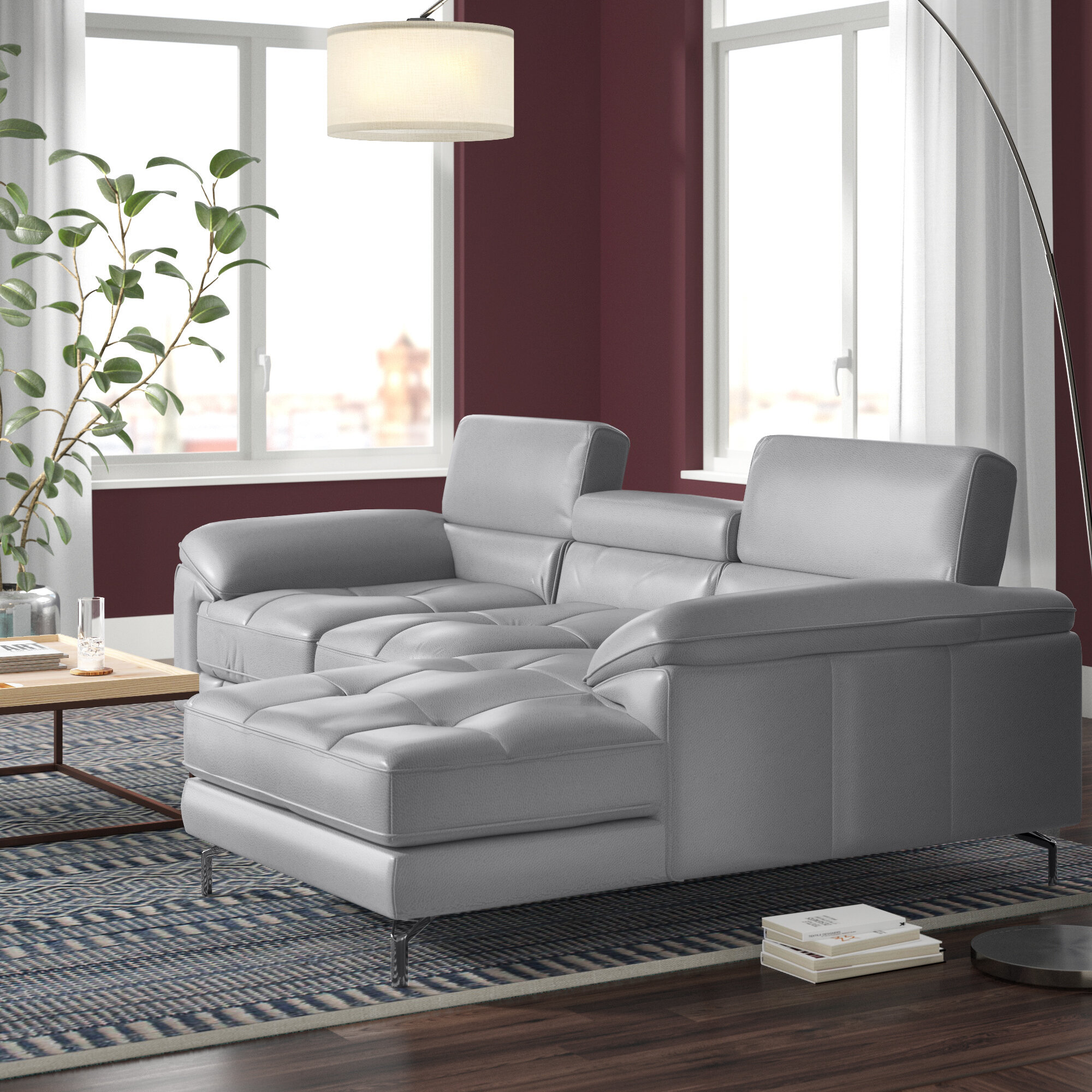 Leather sectional deals couch wayfair