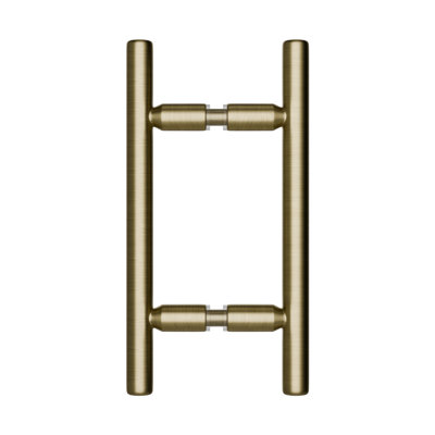 Ladder Style Back-to-Back Pull Handle, 10" Length, 6" Mounting Center To Center, Glazing Thickness 5/16" To 1/2", Brushed Bronze Finish