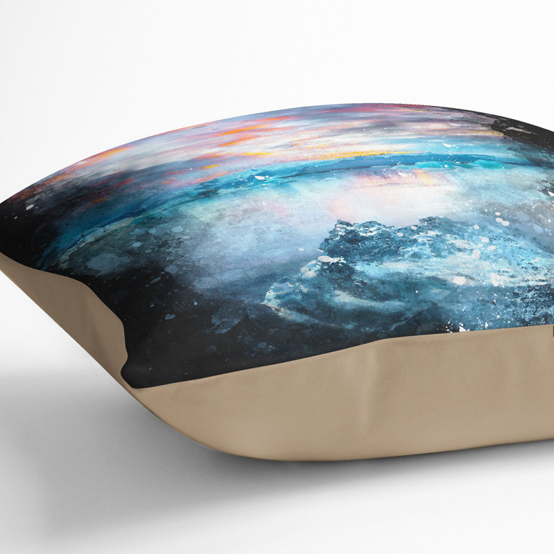Iceland View Paint Splash Cushion with Filling, 55cm H x 55cm W x 20cm D, Stone