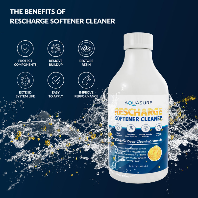 Aquasure Rescharge | Adoucisseur d'eau, résine, solution de nettoyage pour adoucisseur d'eau | 16 FL. OZ.