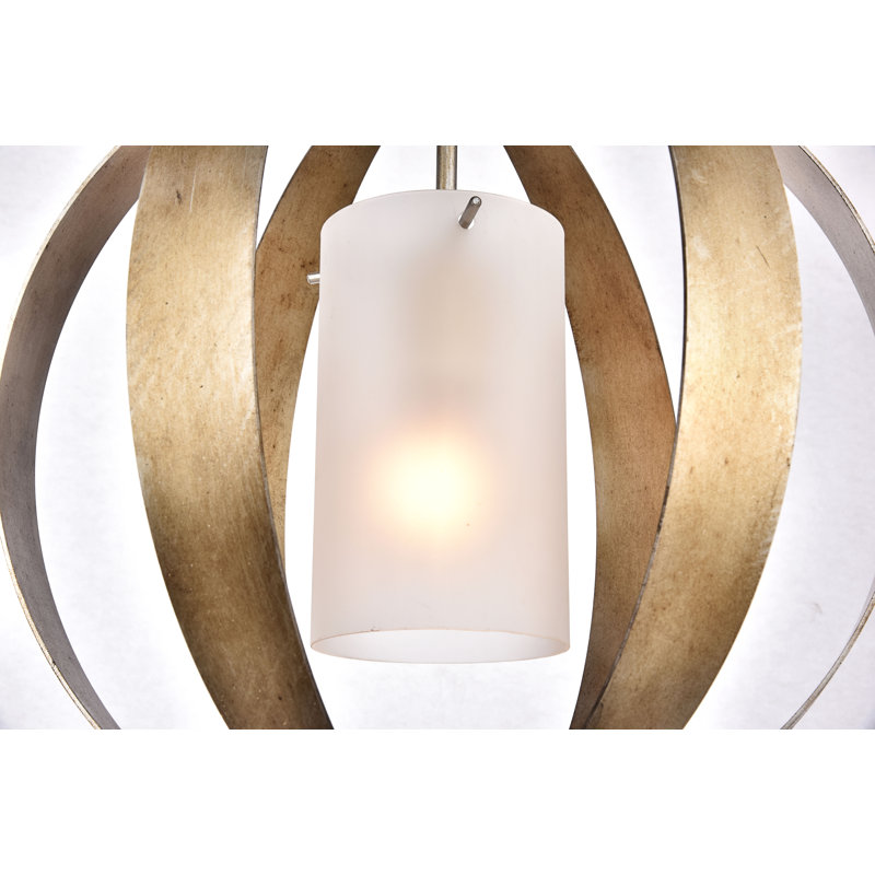Luminaire suspendu sphérique unique à 1 lumière Aldana, Argent rétro