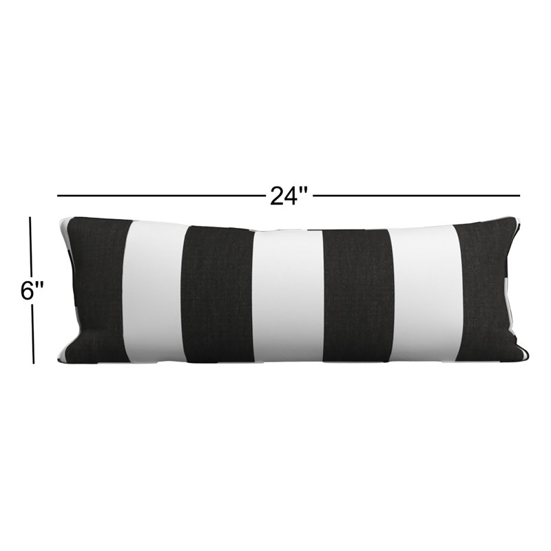 Housse de coussin d'extérieur rectangulaire Bridger, Cabana classique à rayures noires Sunbrella®, H 6 po x l 24 po