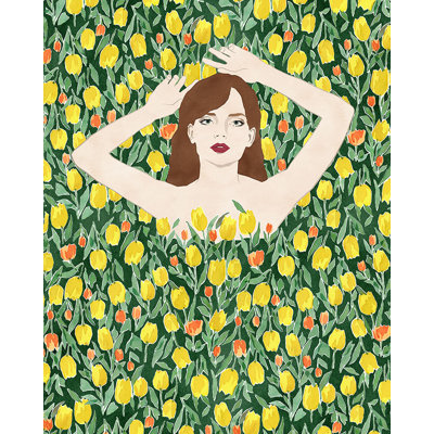 «Flower Bed - Tulip» par Aurora Bell - Art mural encadré