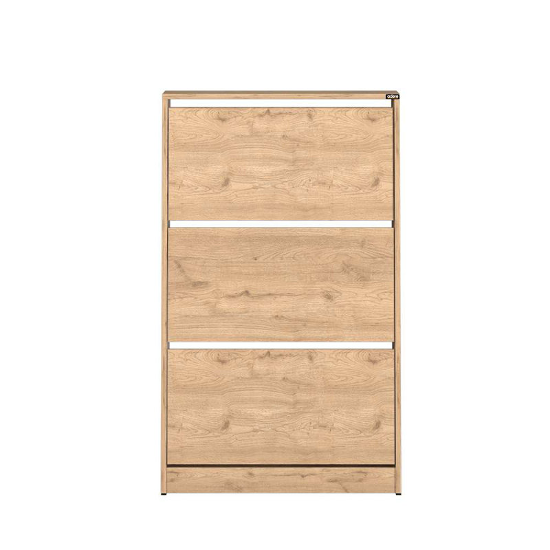 Modern Shoe Cabinet, Oak Finish, 28.7 x 46.9 x 10.2 inches | 100% Melamine Coated Particle Board, Thickness: 0.6 inches | Wall-Mountable Design, Stylish Storage Solution for Entryways & Hallways