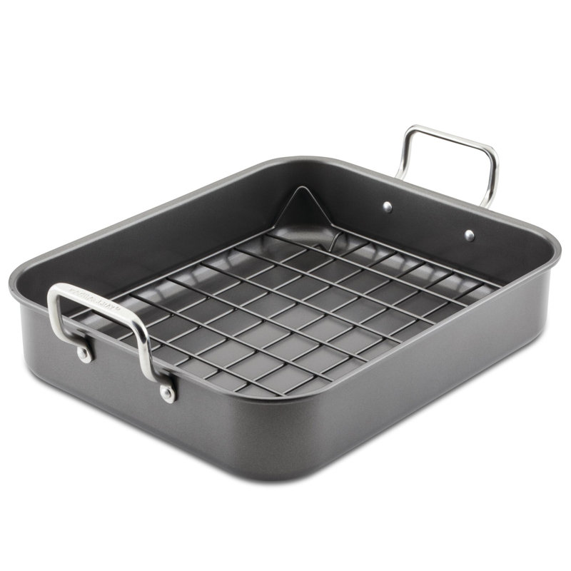 Rachael Ray Bakeware Nonstick Roaster/Roasting Pan with Reversible Rack - Thumbnail 2