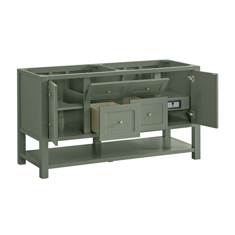 Breckenridge 59.88'' W Double Bathroom Vanity Base, Smokey Celadon