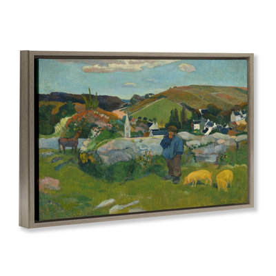 Toile flottante encadrée or Classic Gauguin Swineherd par one1000paintings