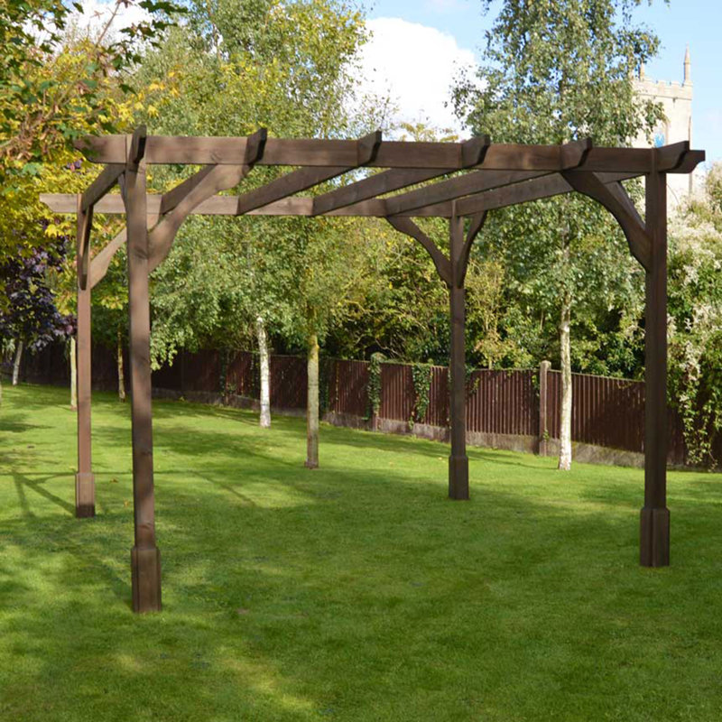 Randi Manufactured Wood Pergola, 270cm H x 240cm W x 240cm D, Rustic Brown