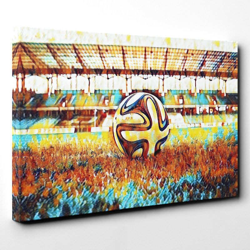 Football Pitch Ball Art - Wrapped Canvas, 40cm H x 60cm W