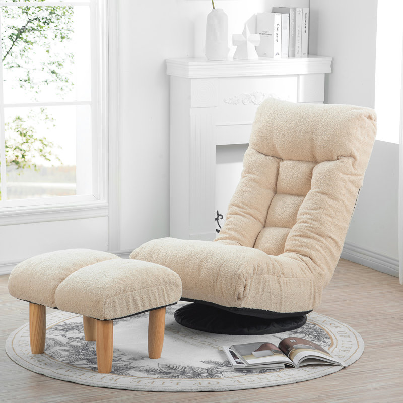 Fauteuil inclinable pour le balcon - réglable avec 3 sections de dossier et 14 sections de tête, siège à ressorts intégré, dossier ergonomique confortable de style japonais à dossier simple, 360