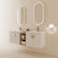 Meuble-lavabo mural 60 po. Couleur blanc brillant. Lavabo et petit rangement inclus. Bassin en céramique, fabrication en contreplaqué. 2 armoires et lavabos. Assemblage requis, montage moderne, blanc. Tablettes.-543456840