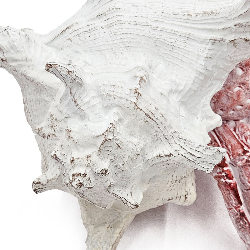 Athar Polyresin Hermit Crab Figurine with Detailed Shell, 5.7" H x 7.3" W x 7.1" D, White/Red
