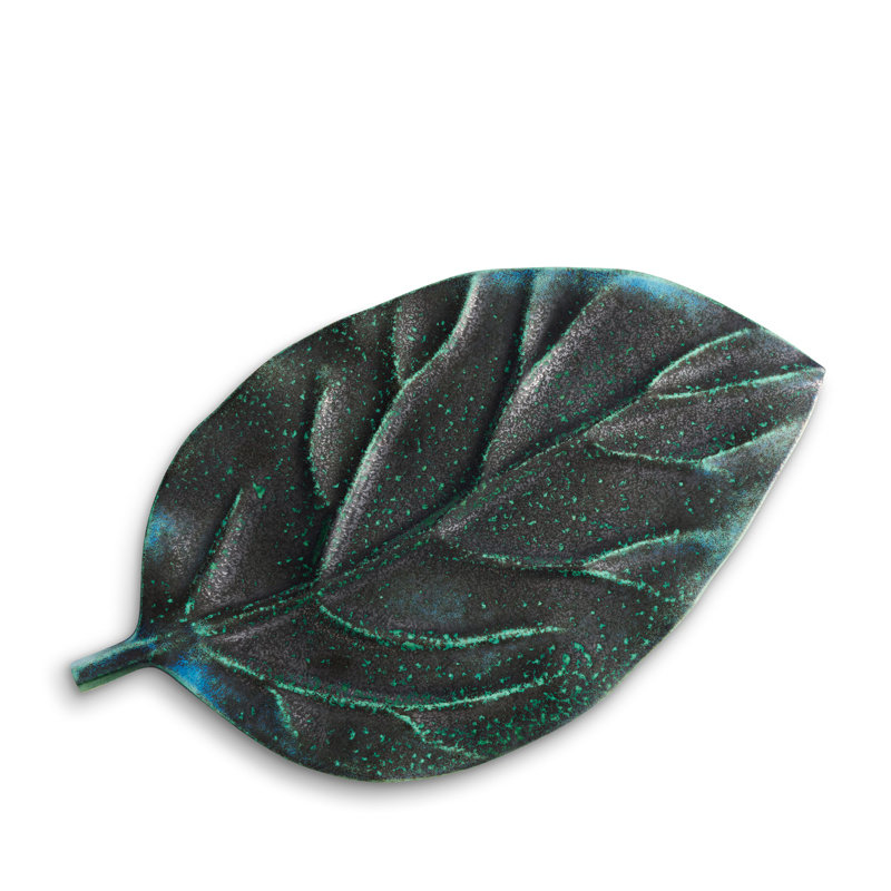 Cenote Leaf Platter, 1.25" H x 18.5" W x 10.5" D