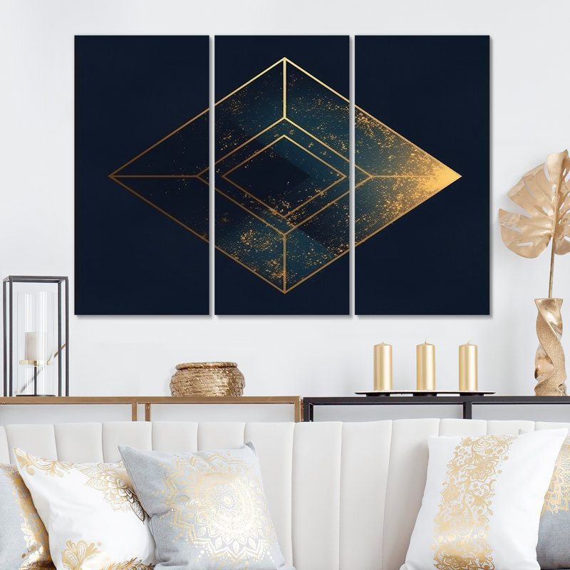 Schum - ensemble d'art mural moderne sur toile géométrique, H 40 po x l 60 po x P 1 po