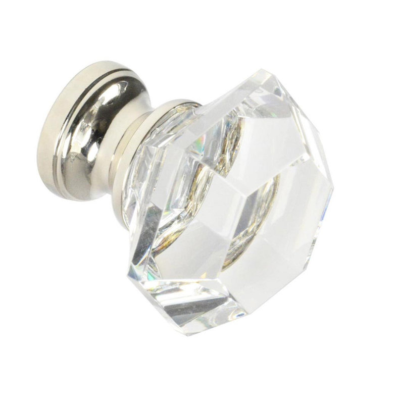 Poignée géométrique 1 1/4 po Elegance, Transparent / nickel poli