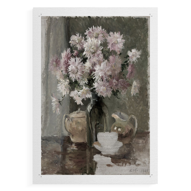 Impression florale rétro CV - reproduction de toile seulement - non encadrée, H 12 po x l 8 po