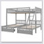 Lit superposé triple en bois avec tiroirs de rangement - Double au-dessus de simple et simple - Barrières de sécurité, sans sommier, design multifonctionnel