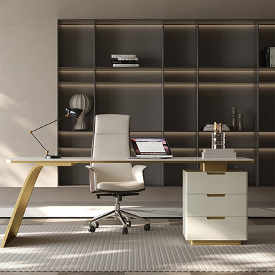 Rectangular Manufactured Wood with 3 drawers desk