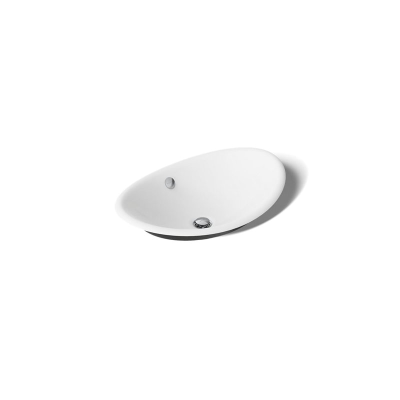 Iron Plains Metal Oval Vessel Bathroom Sink with Overflow, White
