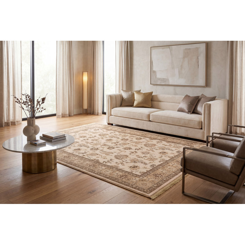 Tapis de surface ivoire en laine brillante Hermione, Rectangle 2 pi 2 po x 4 pi 3 po