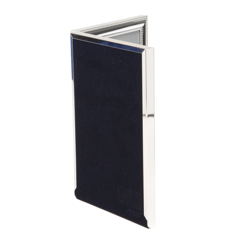 Cadre photo vertical double à charnières Tonkin, 4 po x 6 po, Argent avec perles