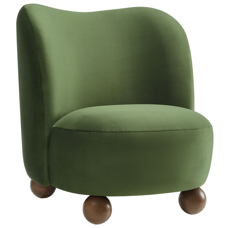 Monroe Boucle Fabric Accent Chair, Moss Green Velvet