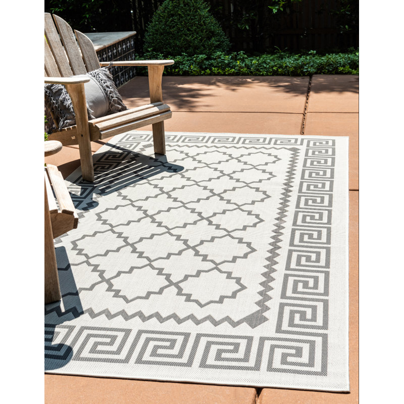 Tapis pour l'intérieur et l'extérieur à motif géométrique gris Hancock, Rectangle 3 pi 3 po x 5 pi 1 po