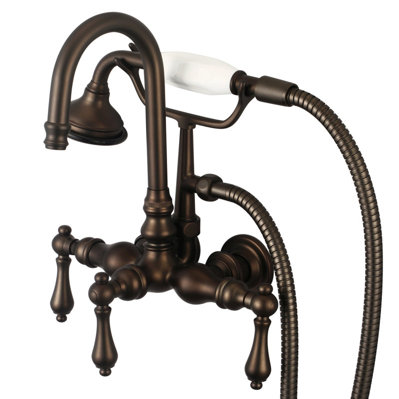 Stonington 3 Handle Wall Clawfoot Tub Faucet, Lever Handles, Oil Rubbed Bronze