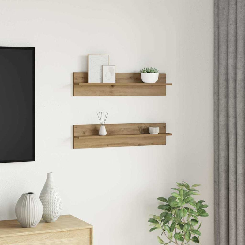 Wall Shelves 2 Pcs 80 X 11.5 X 18 Cm Engineered Wood, Artisan Oak