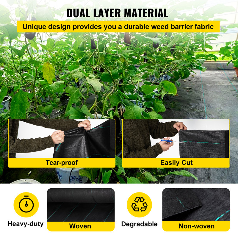 Heavy Duty Black Polypropylene 4' x 300' Weed Barrier Fabric