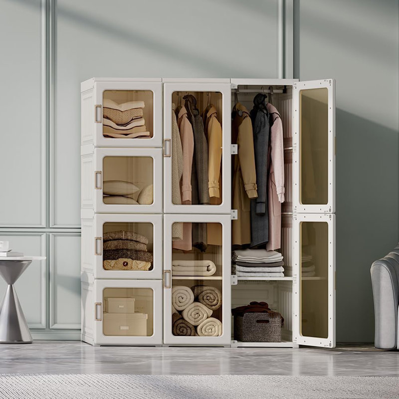 Silver Wardrobe, 8-Doors & 2 Hanging Rods